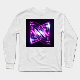 Swirling Twisted Abstract Metallic Shape Design Long Sleeve T-Shirt